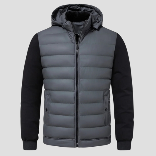Winterjacke Herren mit Steppung und Kapuze - grau