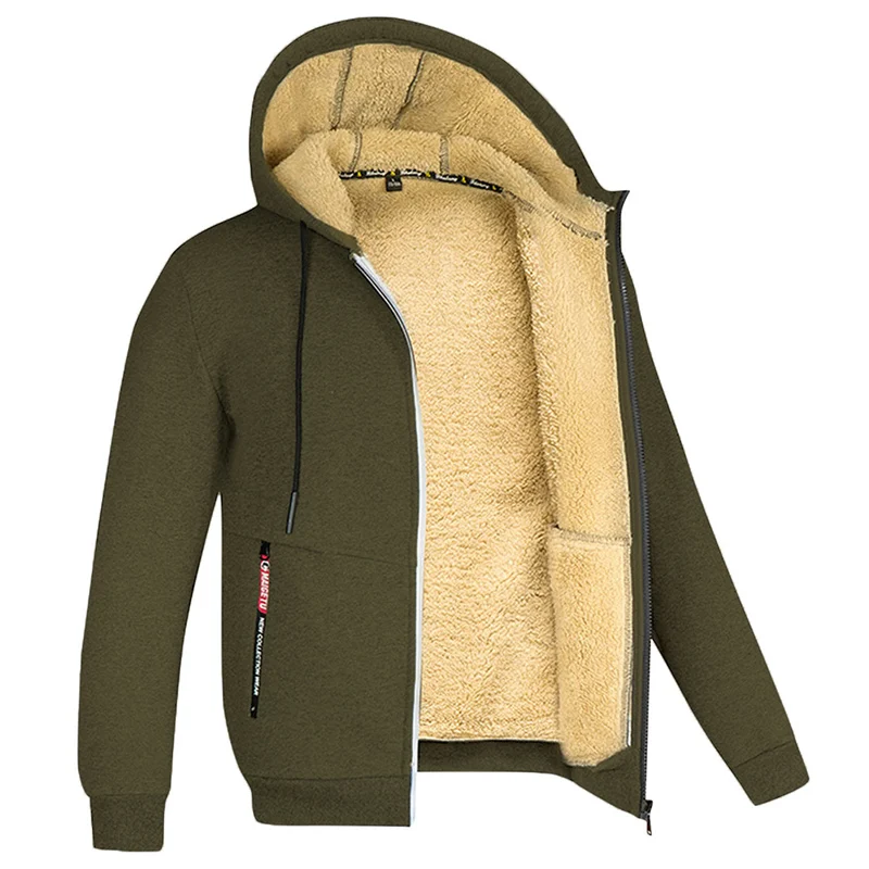 Herren Kapuzenjacke mit Innenfutter - armeegrün