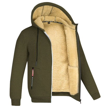Herren Kapuzenjacke mit Innenfutter - armeegrün