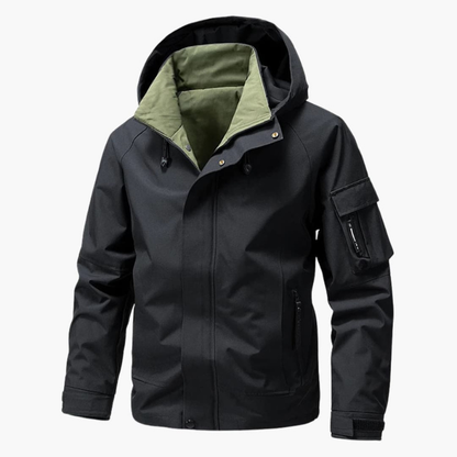 Herren Winterjacke mit Utility-Kapuze - schwarz