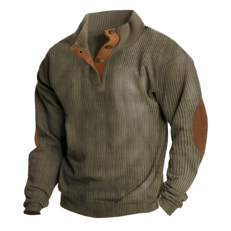 Herren Pullover mit Stehkragen im Colorblock-Design - grün