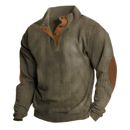 Herren Pullover mit Stehkragen im Colorblock-Design - grün