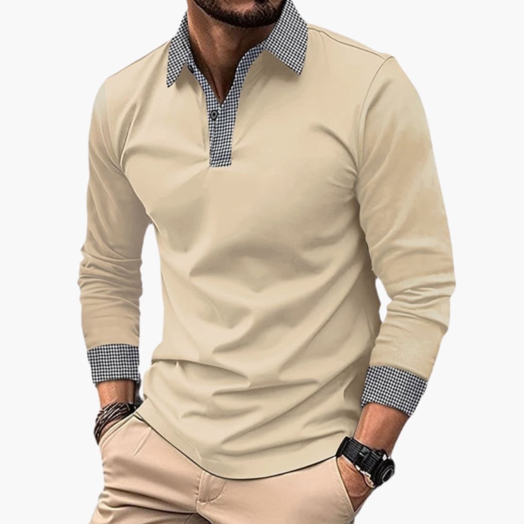 Herren Poloshirt mit Kontrastkragen im Casual Look - apricot
