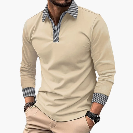 Herren Poloshirt mit Kontrastkragen im Casual Look - apricot