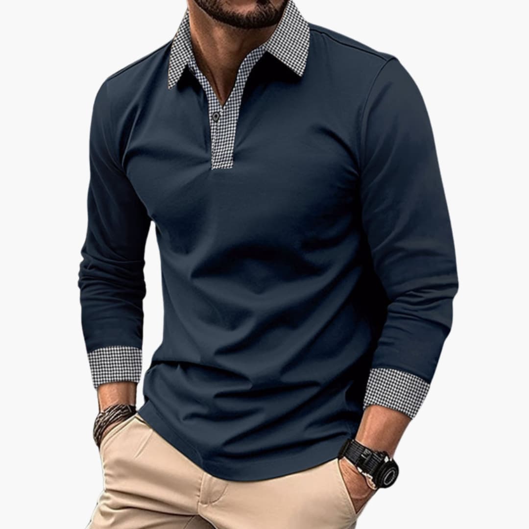 Herren Poloshirt mit Kontrastkragen im Casual Look - blau