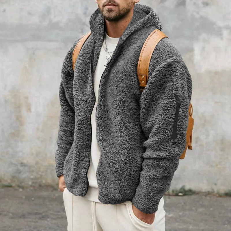 Herren Wendejacke mit Reißverschluss im lockeren Schnitt - grau
