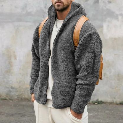 Herren Wendejacke mit Reißverschluss im lockeren Schnitt - grau
