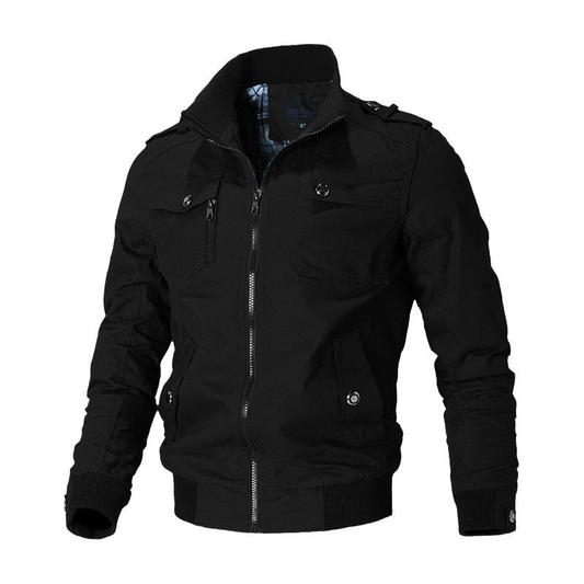 Winterjacke Herren im Army-Stil mit Futter - schwarz