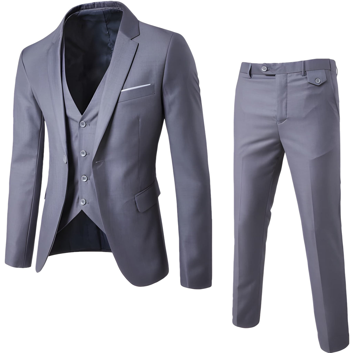 Herren Set Zweiteiliger Anzug Jacke und Hose - grau