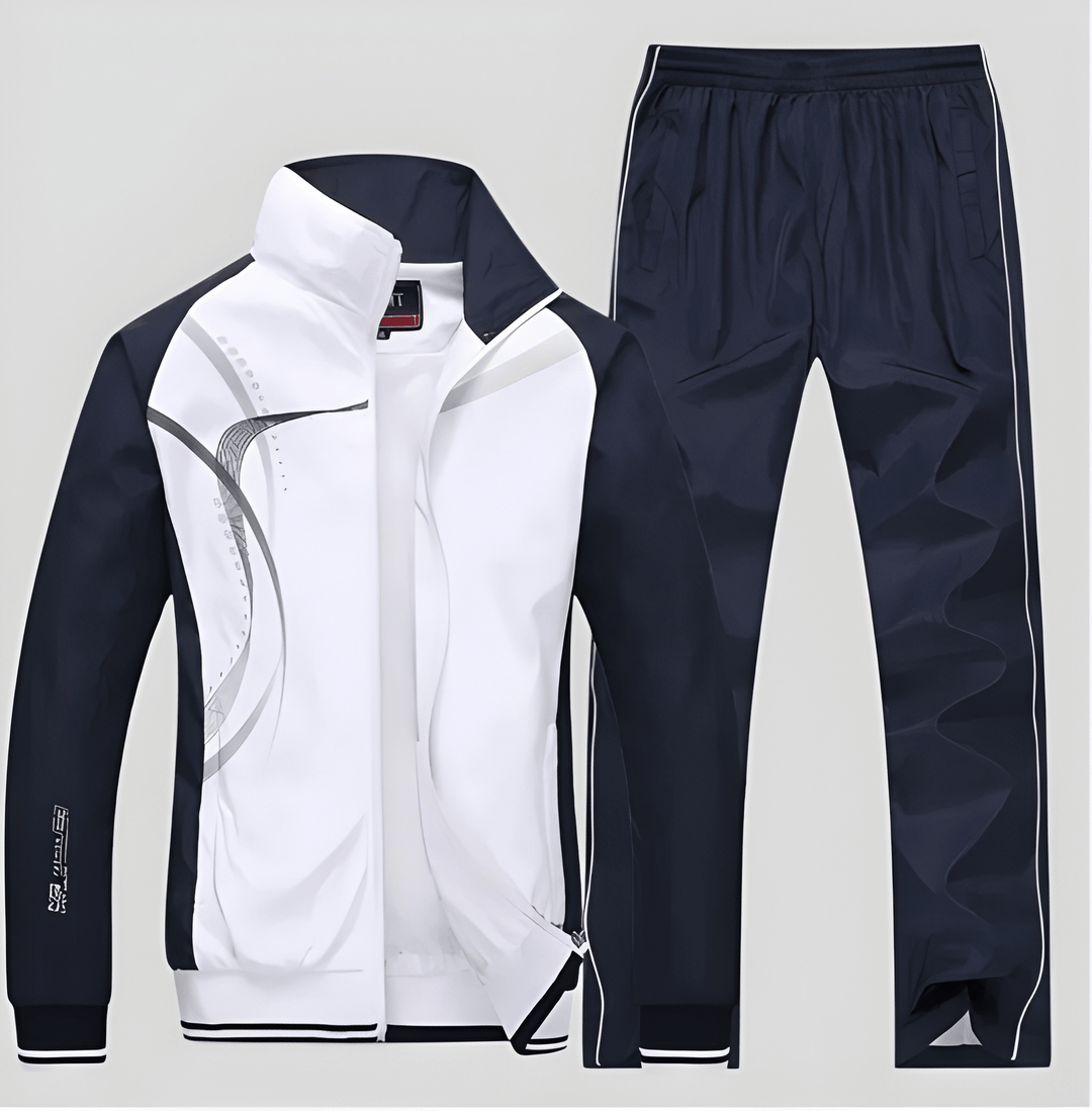 Herren Trainingsanzug zweiteilig mit Jacke und Hose - weiß