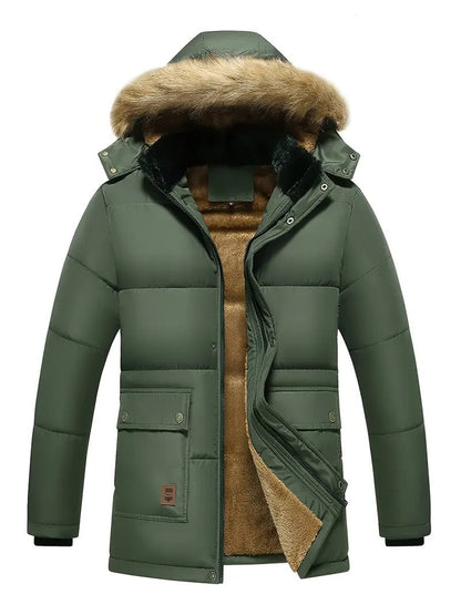Herren Daunenjacke mit Kapuze - grün