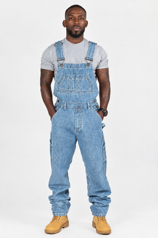 Herren Denim Overall im geraden Schnitt mit Taschen - blau