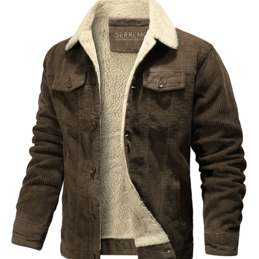 Herren Kurzparka mit Kragen - braun