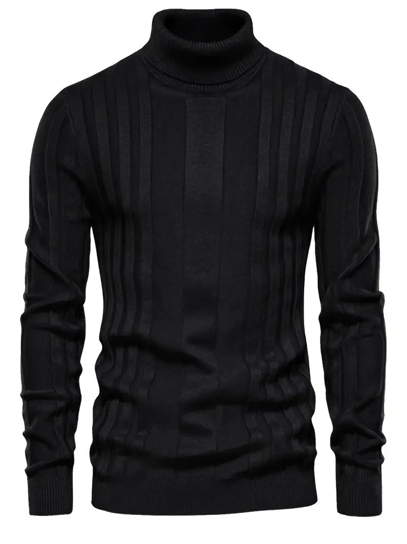 Herren Rollkragenpullover mit langen Ärmeln - schwarz