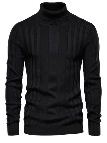 Herren Rollkragenpullover mit langen Ärmeln - schwarz
