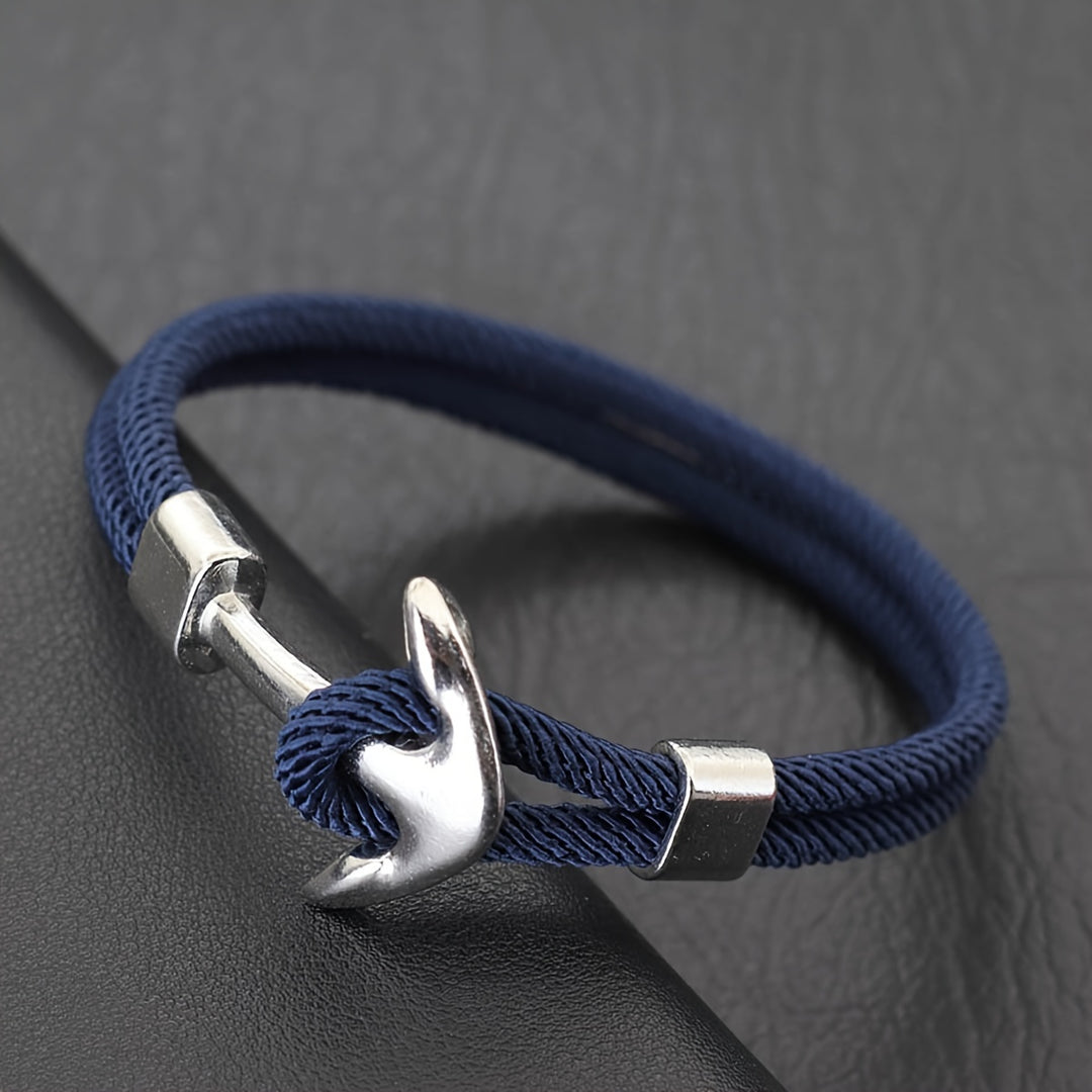 Herren Armband mit Ankerdesign und Verschluss - blau