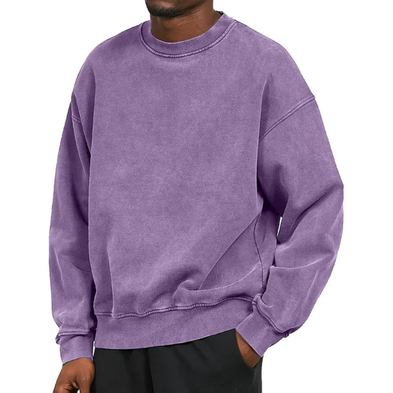 Herren Oversize Pullover mit Rundhalsausschnitt - violett