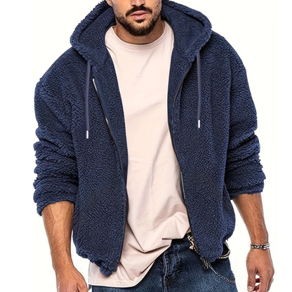 Winterjacke Herren mit Kapuze aus Plüsch - blau