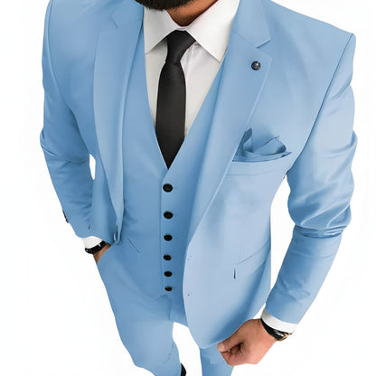 Herren Set dreiteilig mit Slim Fit Schnitt - blau