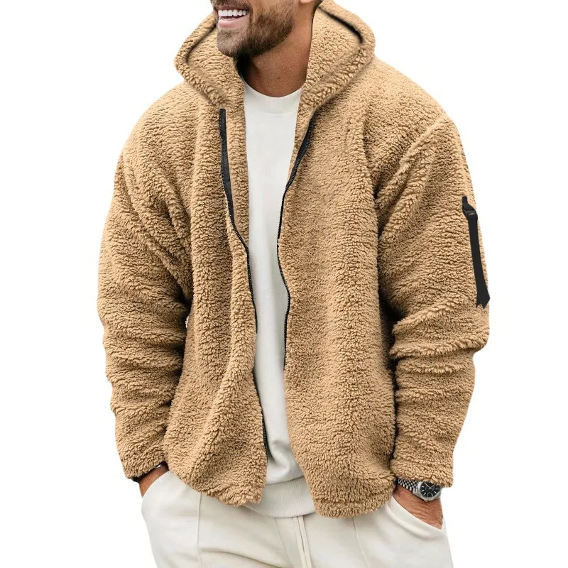 Herren Wendejacke mit Reißverschluss im lockeren Schnitt - khaki