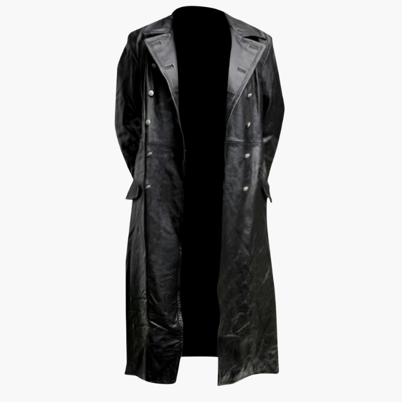 Herren Lederjacke im Mantel-Look