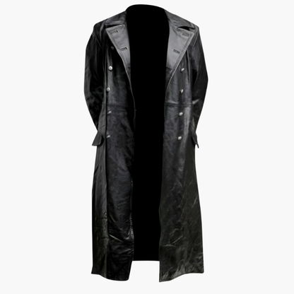 Herren Lederjacke im Mantel-Look