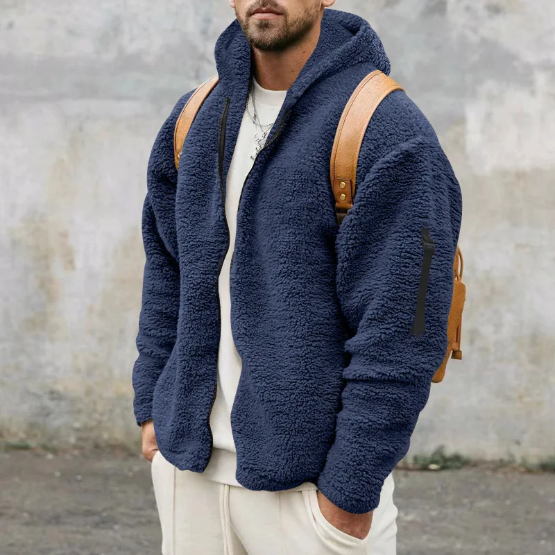 Herren Wendejacke mit Reißverschluss im lockeren Schnitt - blau