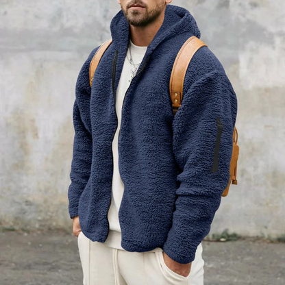 Herren Wendejacke mit Reißverschluss im lockeren Schnitt - blau
