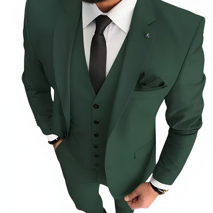 Herren Set dreiteilig mit Slim Fit Schnitt - dunkel-grün