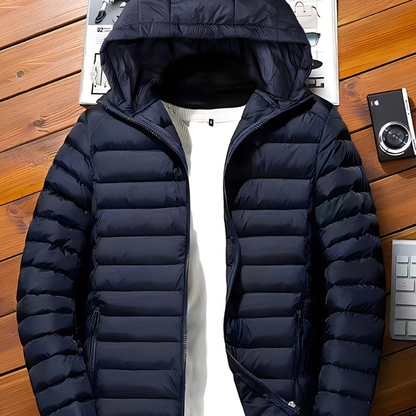 Herren Steppjacke mit Kapuze - blau