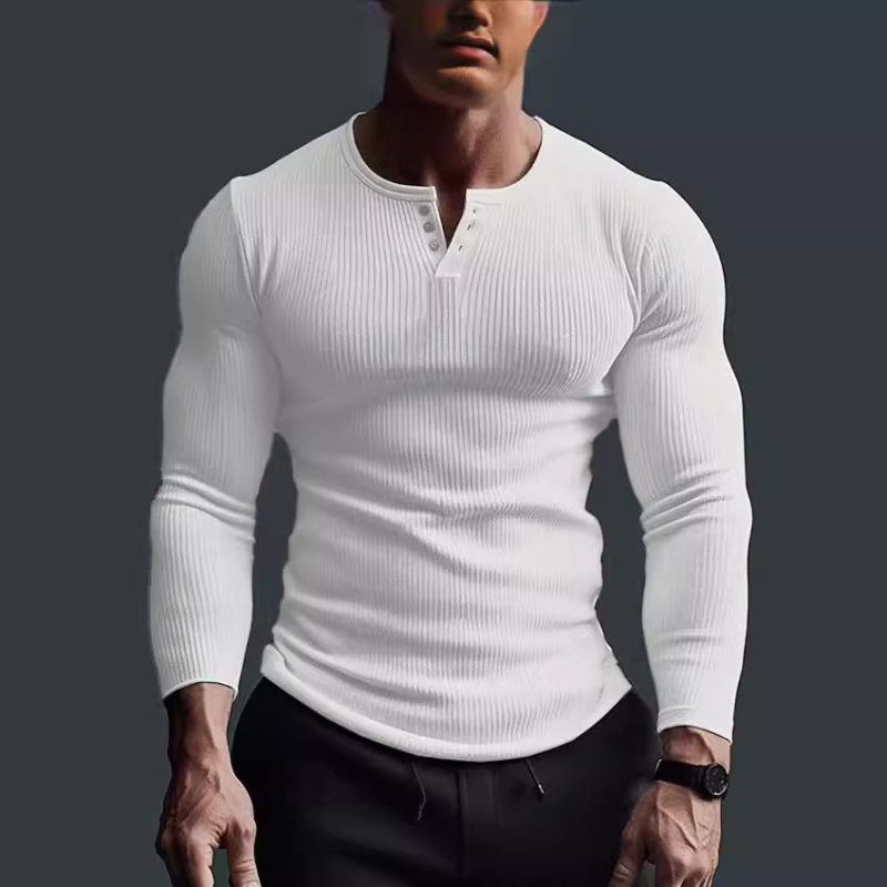 Herren Langarmshirt mit figurbetonter Passform - weiß