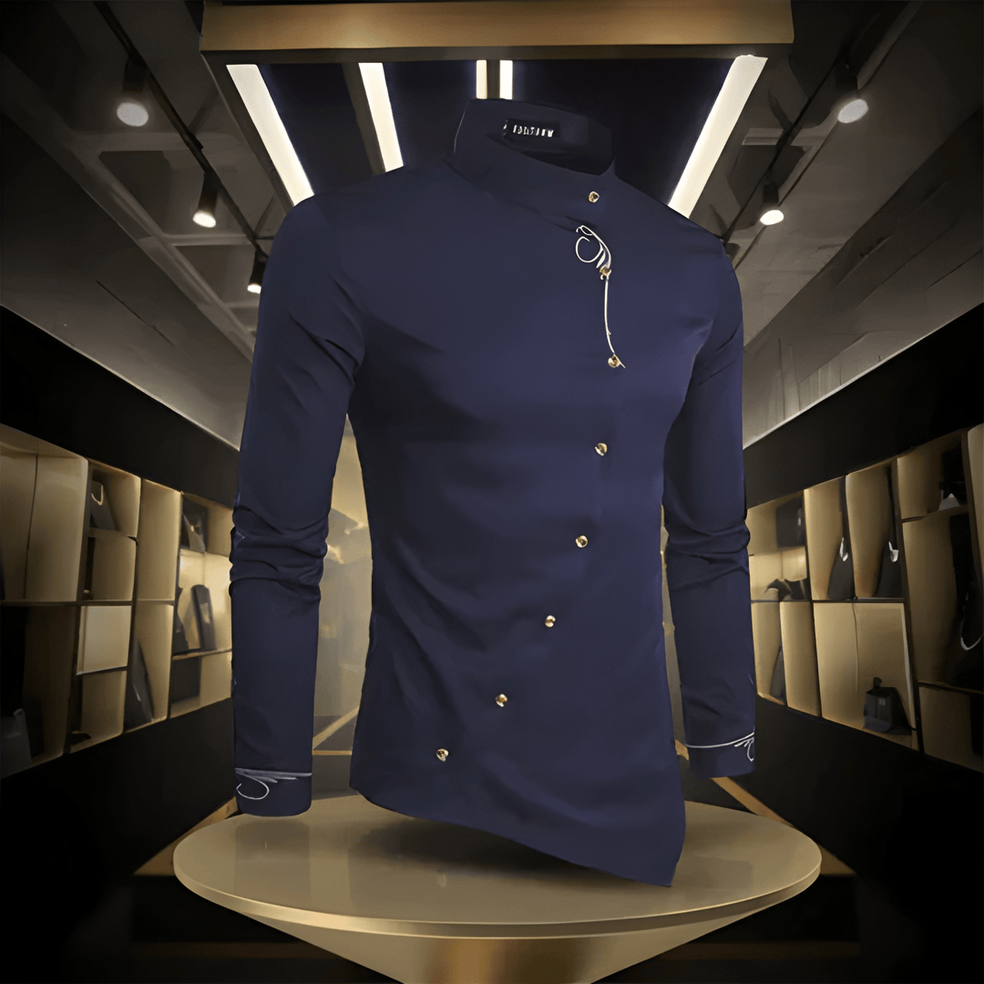 Herren Hemd mit Knopfleiste und Kragen - blau
