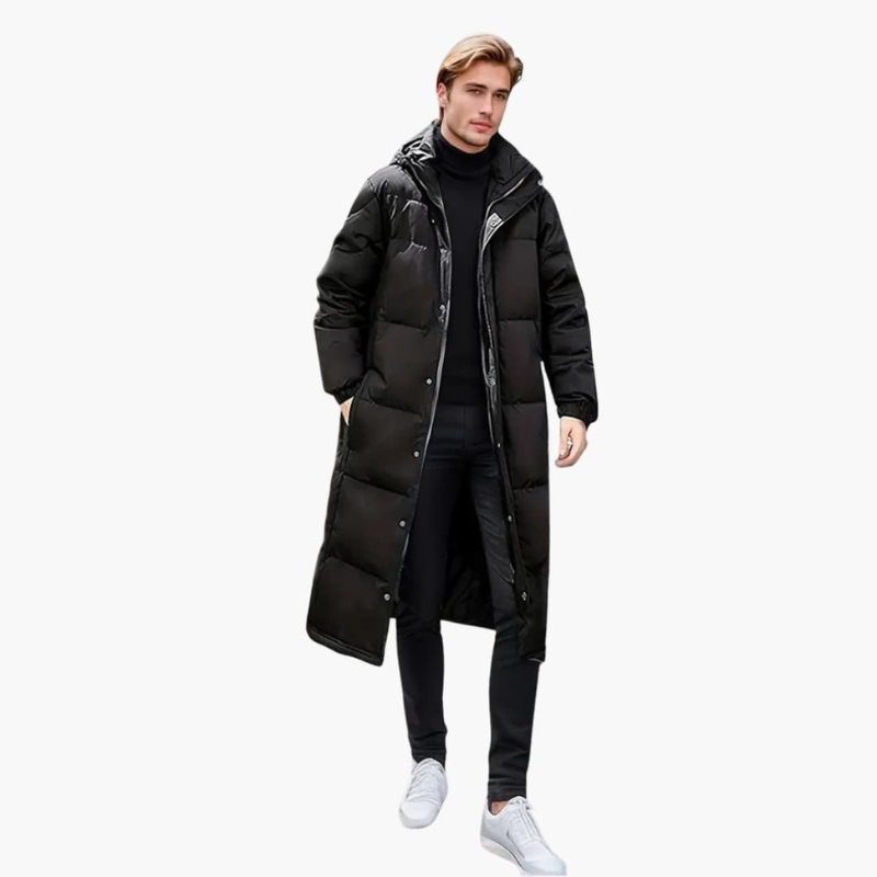 Herren Steppjacke im langen Mantelstil