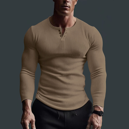 Herren Langarmshirt mit figurbetonter Passform - khaki