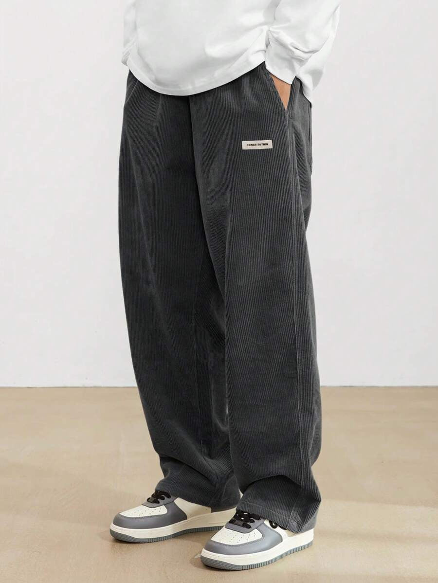 Cordhose Herren mit weitem Schnitt - dunkelgrau