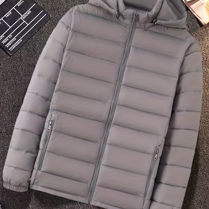 Herren Steppjacke mit Kapuze - grau