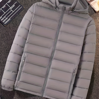 Herren Steppjacke mit Kapuze - grau