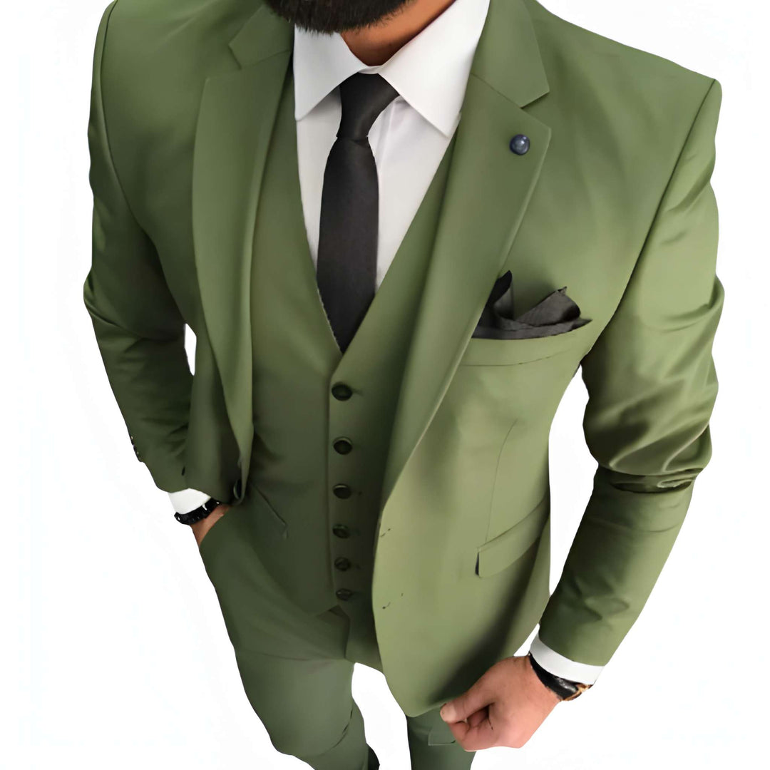 Herren Set dreiteilig mit Slim Fit Schnitt - grün