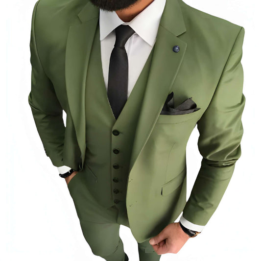 Herren Set dreiteilig mit Slim Fit Schnitt - grün