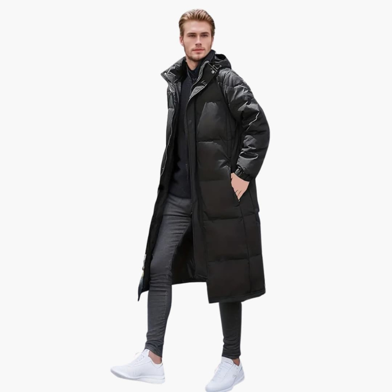 Herren Steppjacke im langen Mantelstil