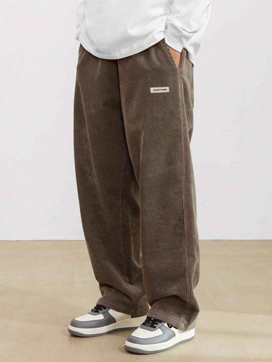 Cordhose Herren mit weitem Schnitt - braun