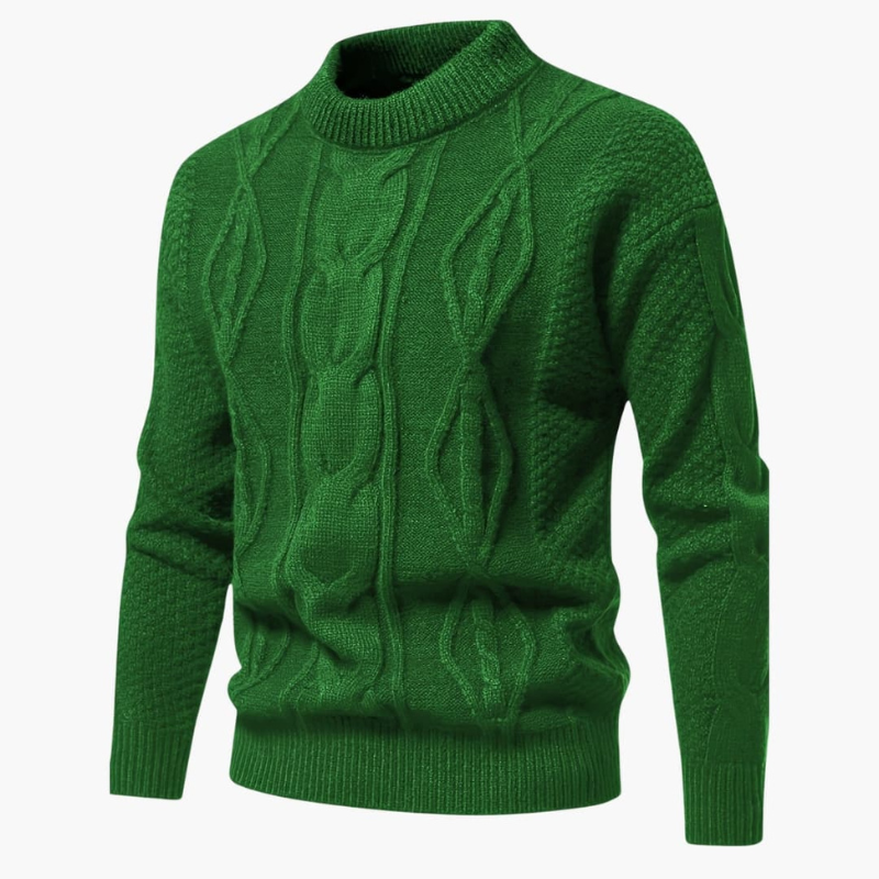 Herren Strickpullover mit Kabelmuster - grün