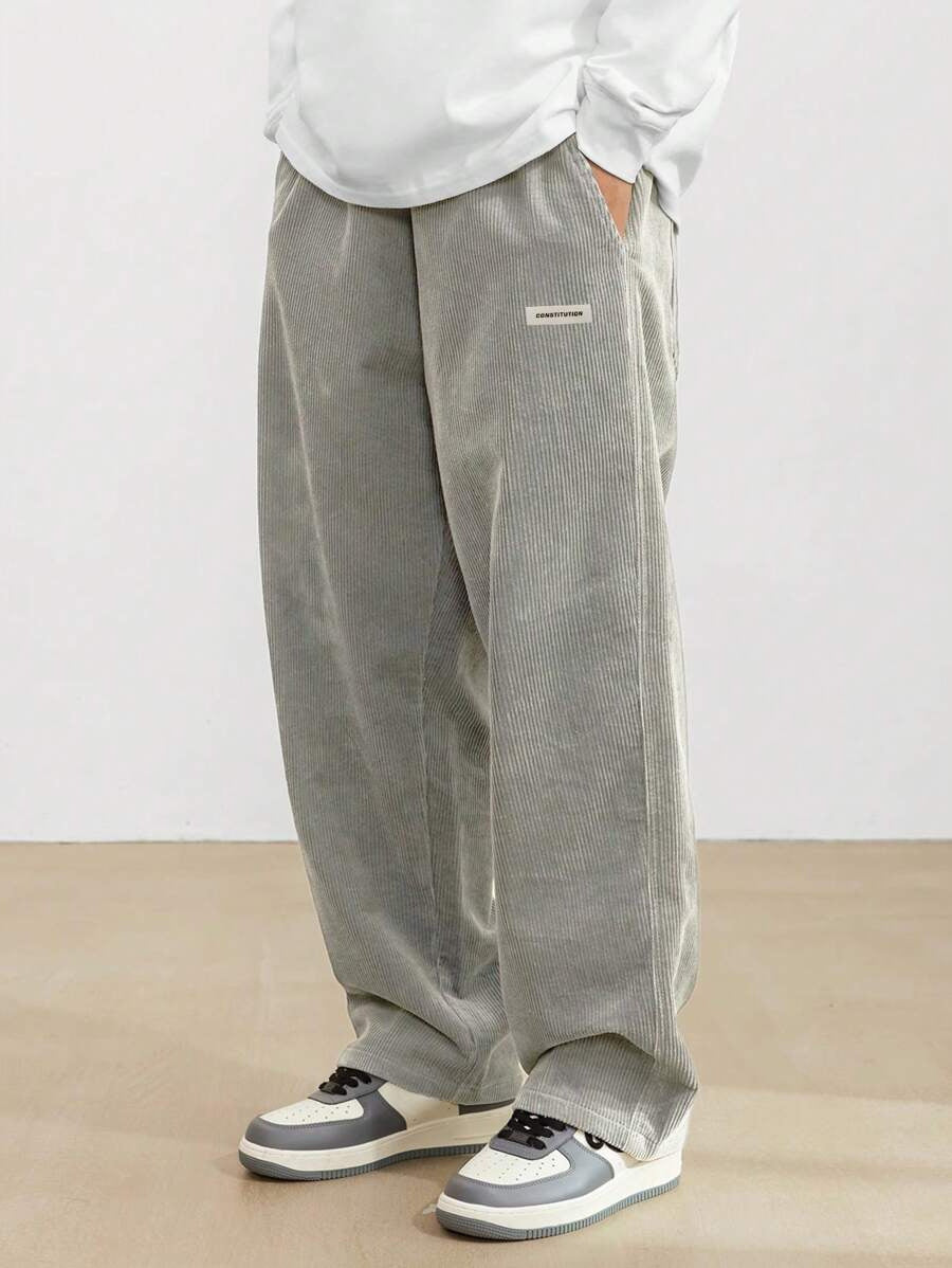 Cordhose Herren mit weitem Schnitt - grau