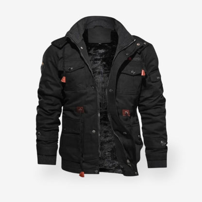 Winterjacke Herren Parka mit Kapuze - schwarz
