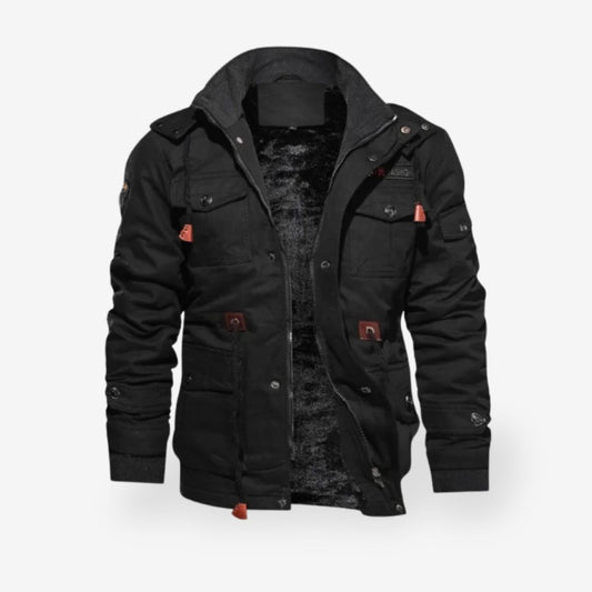 Winterjacke Herren Parka mit Kapuze - schwarz