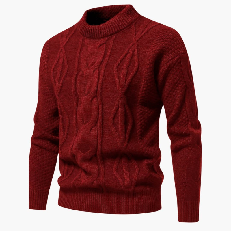 Herren Strickpullover mit Kabelmuster - rot