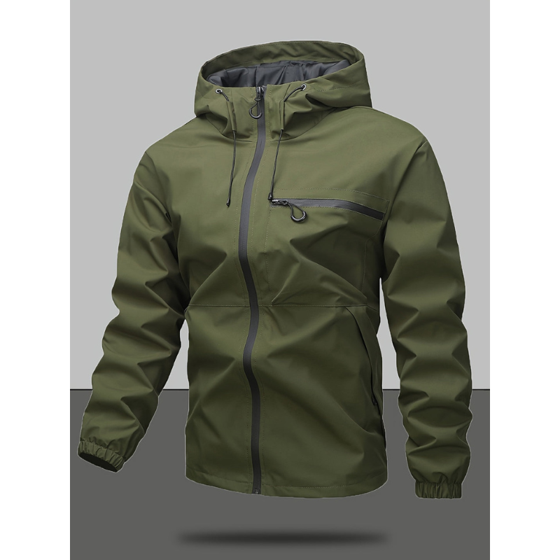 Herren Winterjacke mit Kapuze und Langarm - armee-grün
