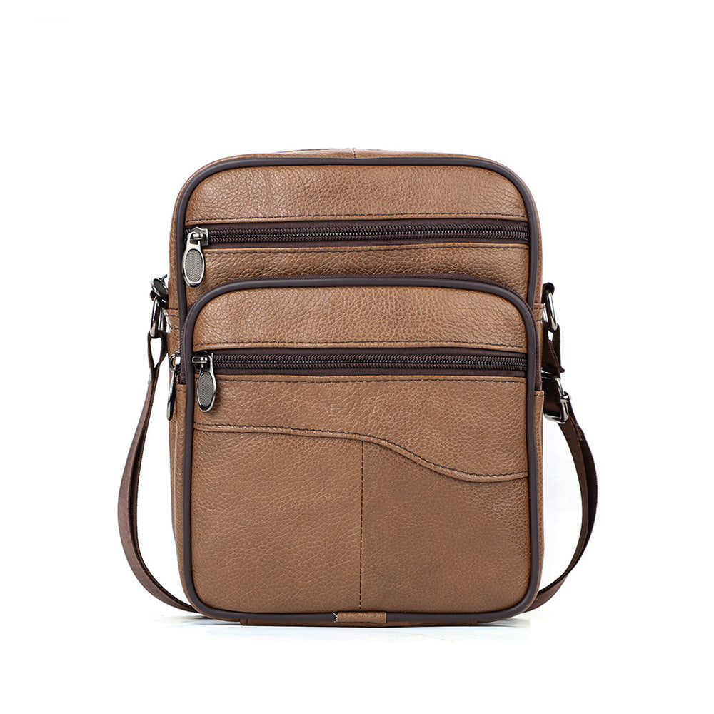 Herren Tasche kompakt im klassischen Stil mit Reißverschluss - gelb-braun