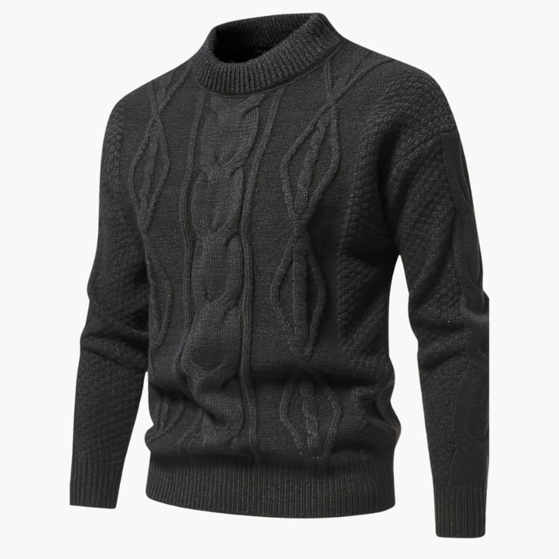Herren Strickpullover mit Kabelmuster - grau
