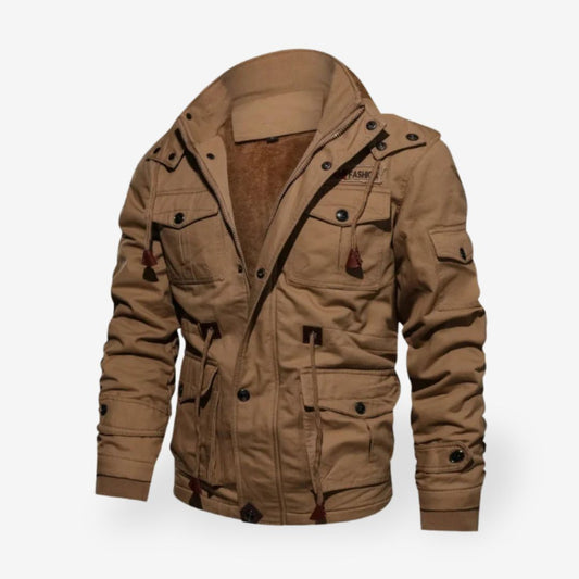 Winterjacke Herren Parka mit Kapuze - braun